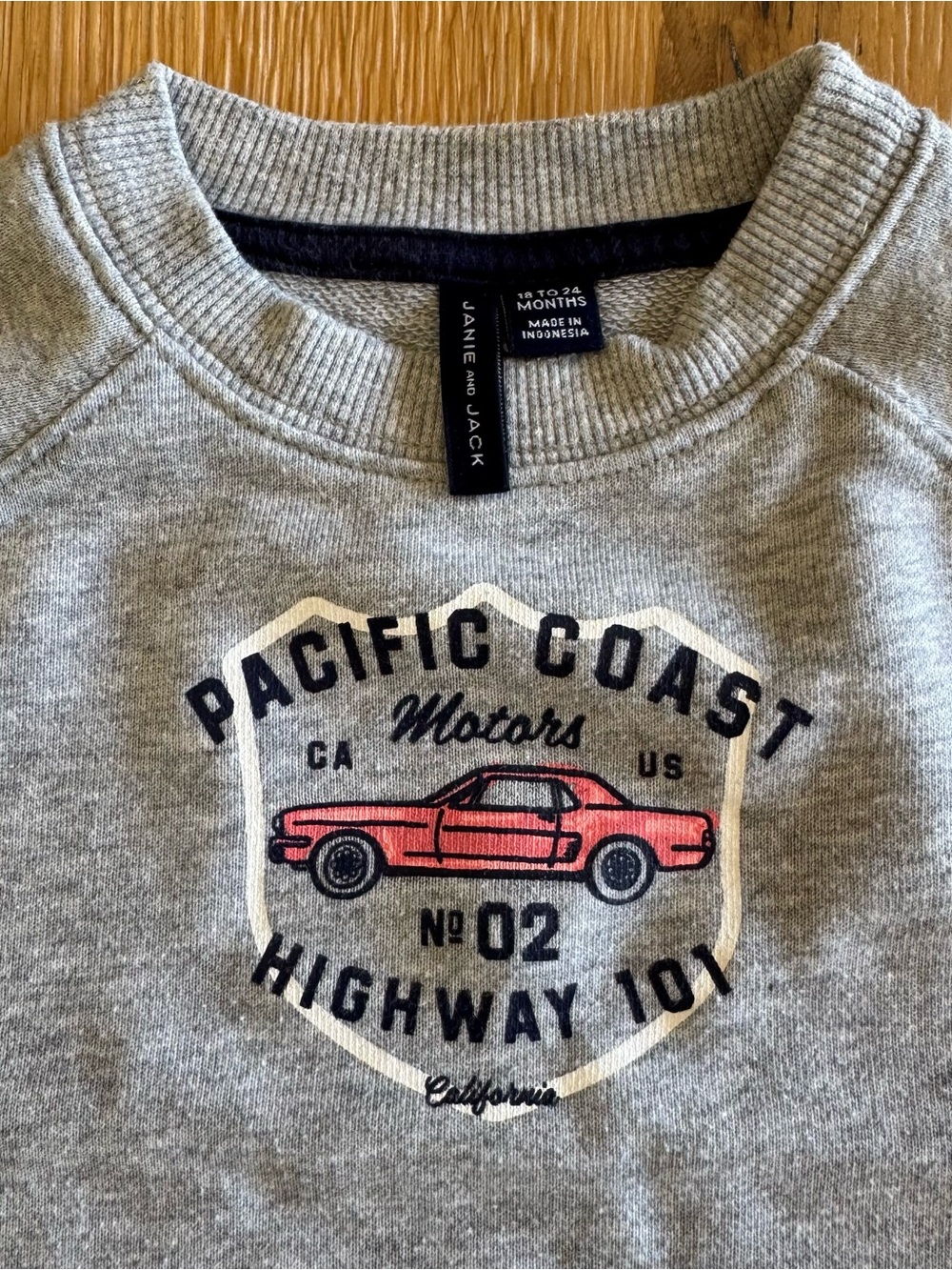 Janie and Jack Grey Crewneck Sweatshirt with Red Car Graphic
